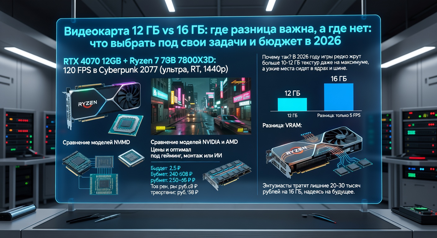 Видеокарта 12 ГБ vs 16 ГБ: где разница важна, а где нет: что выбрать под свои задачи и бюджет в 2026