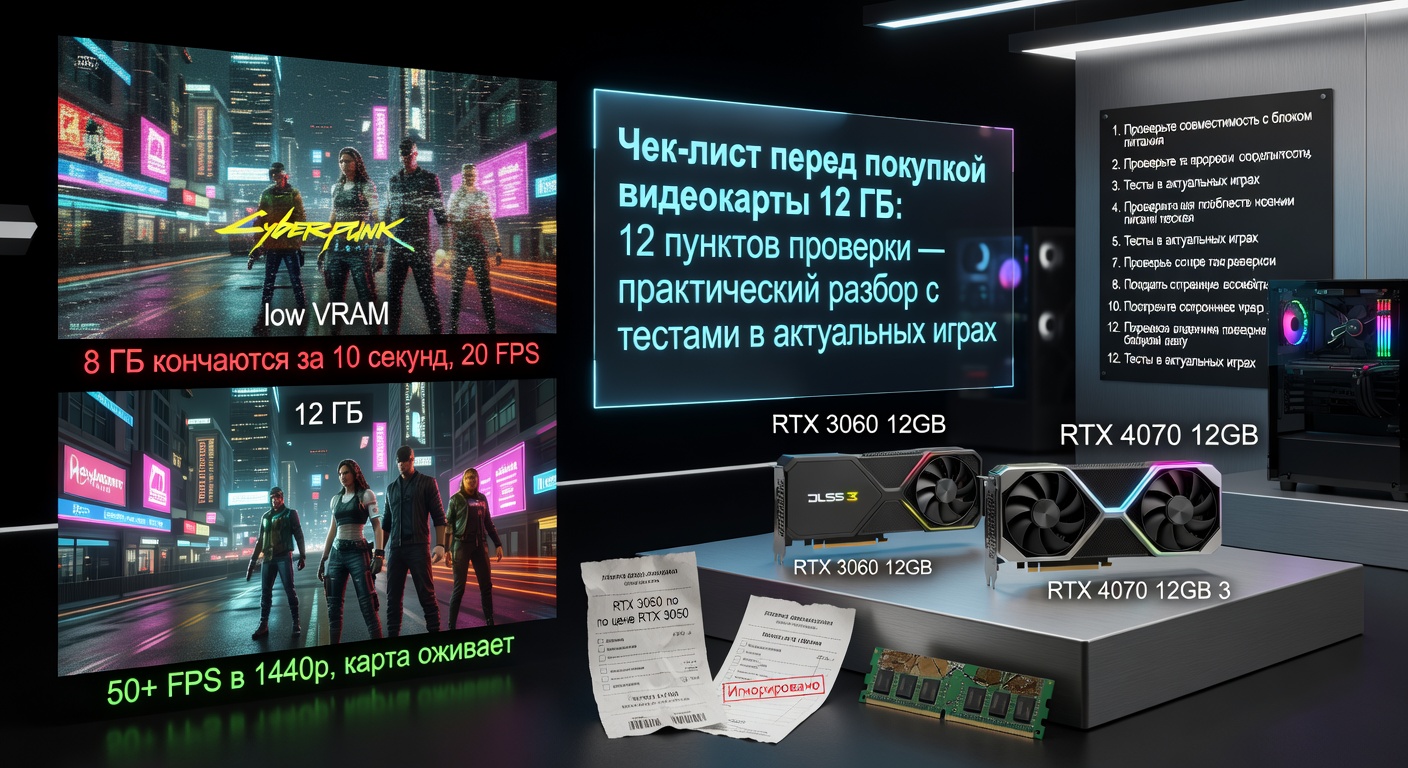 Чек-лист перед покупкой видеокарты 12 ГБ: 12 пунктов проверки — практический разбор с тестами в актуальных играх