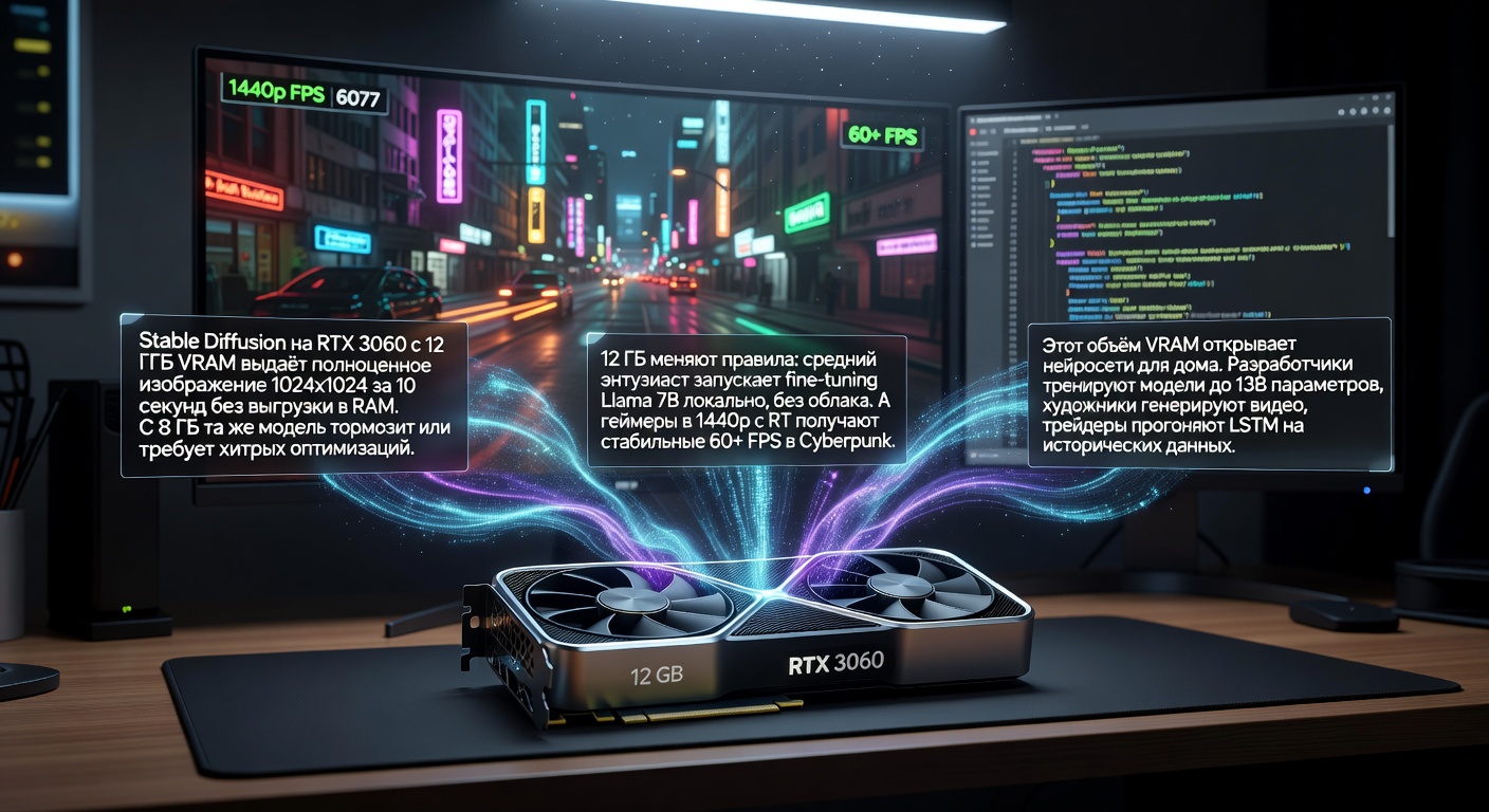 Видеокарта 12 ГБ для нейросетей: что можно делать с таким объёмом VRAM: подробный гид по выбору с тестами и сравнениями