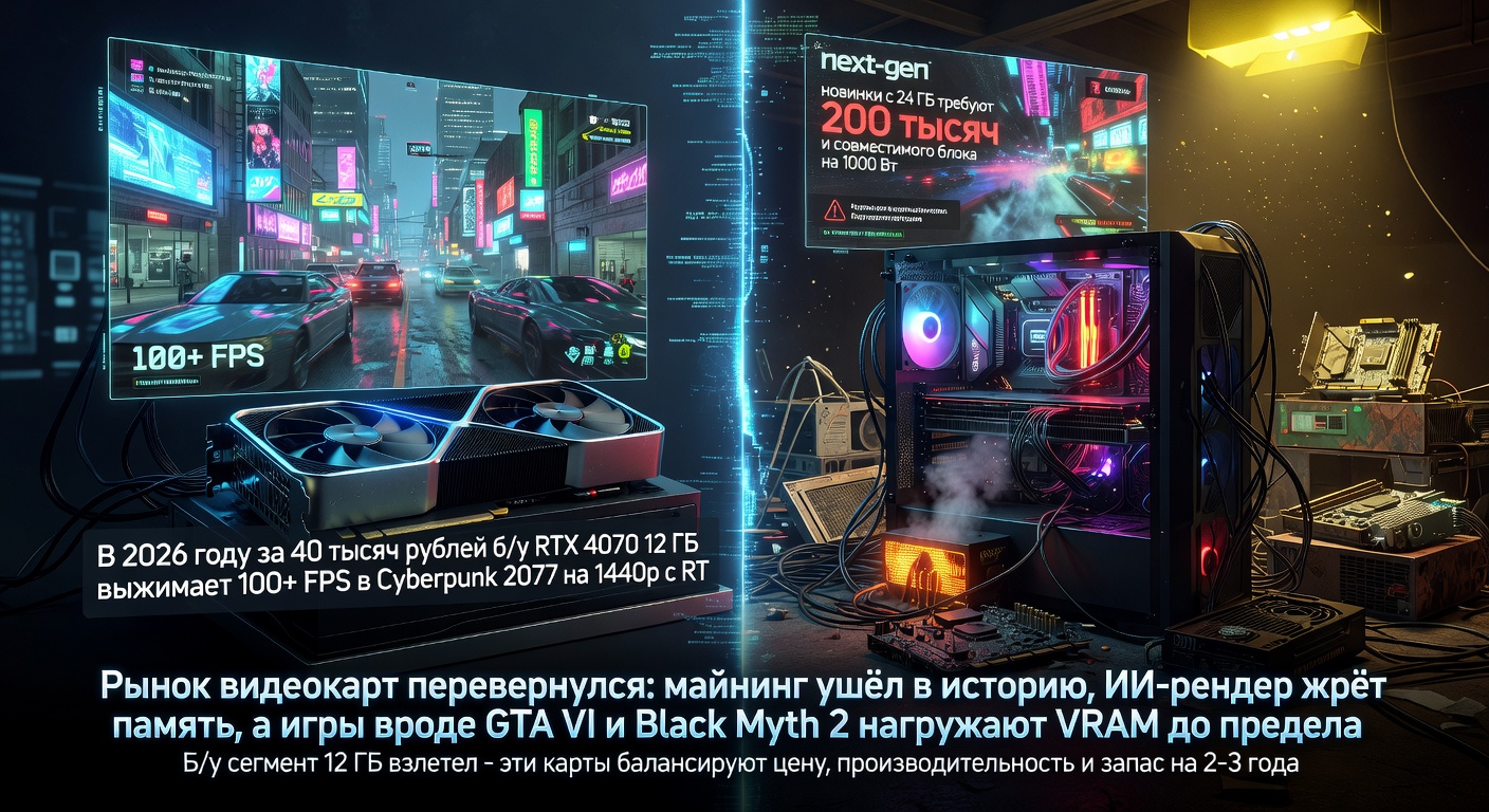 Видеокарта 12 ГБ на б/у рынке: какие модели брать в 2026: какие модели актуальны и стоят своих денег в 2026